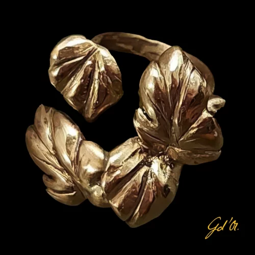 création bijoux plaqué or collection feuillage , bracelet par Laurence Gossart, modèle unique artisanat, artiste