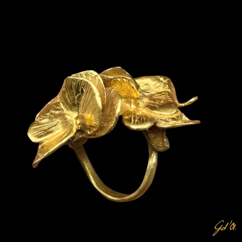 création bijoux plaqué or collection bouquet, bague par Laurence Gossart, modèle unique artisanat Gabrielle d'Or