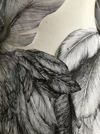 pluie de plumes, par Laurence Gossart, dessinatrice, créatrice de dessins et plasticienne, élégant, artiste